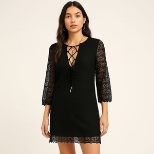 Little White Lies Black Lace-Up Mini Dress Size XS